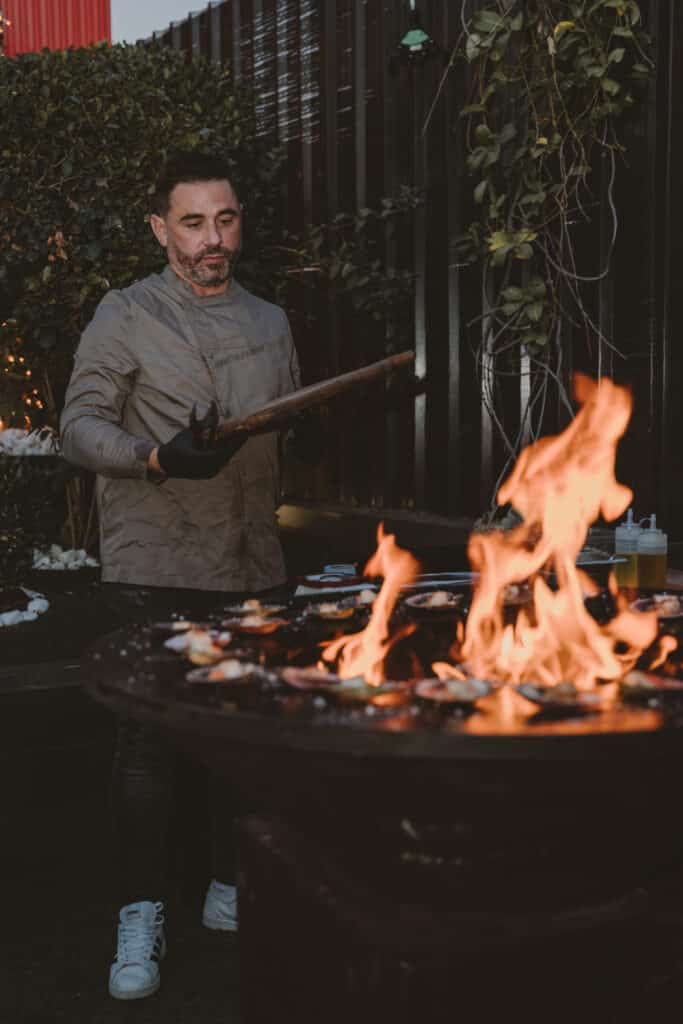 brasa y zamburiñas deliciosas