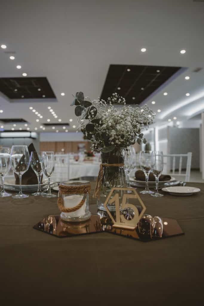 centros de mesa de atardecer salones decorativo